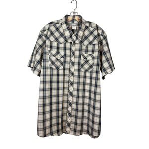 Wrangler Rancher Shirt Pearl Snap, Short Sleeve Button Down, Size XXL